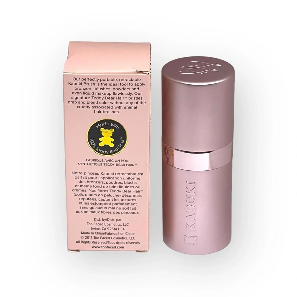 Deadstock: new Too Faced ㋛ Retractable Teddy Bear Hair Kabuki Brush ㋛ Metal Pink